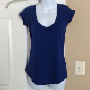 Cynthia Rowley low scoop neck pocket Tee XS